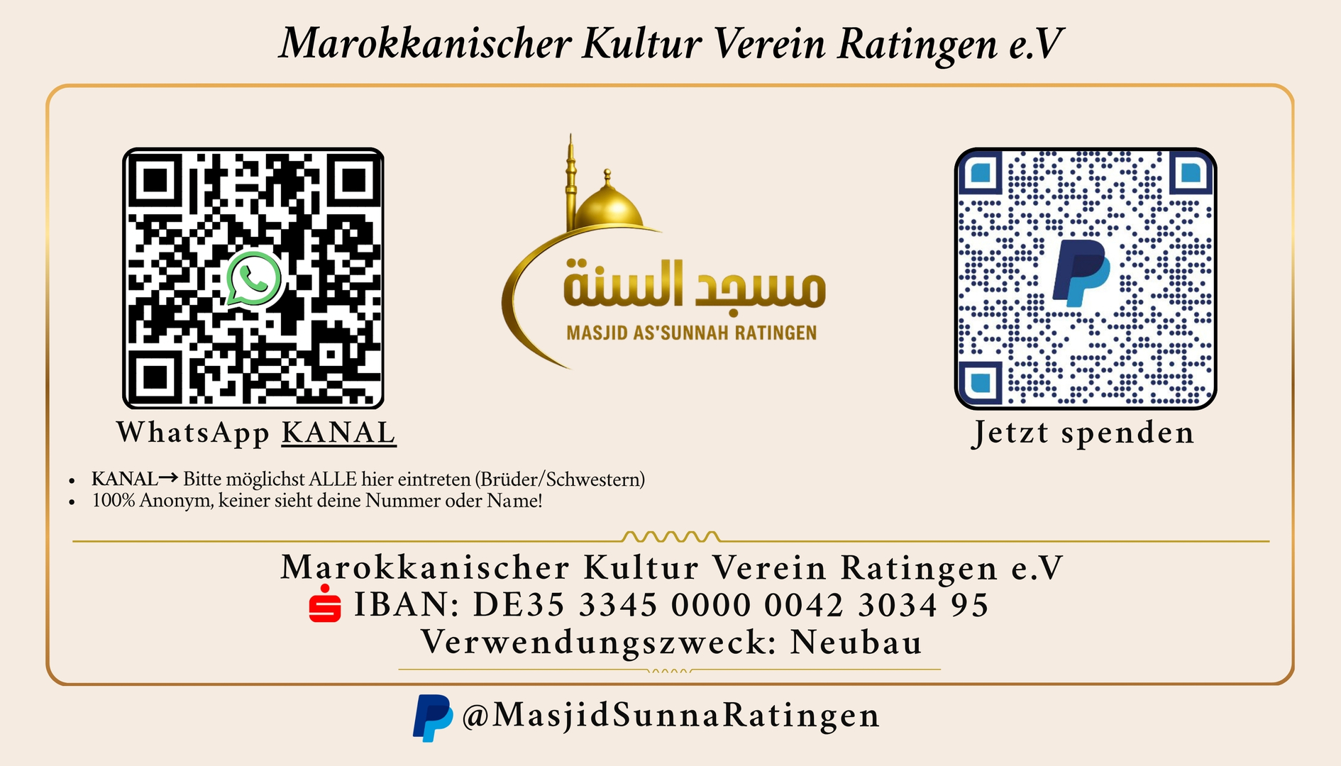 Paypal : @MasjidSunnaRatingen