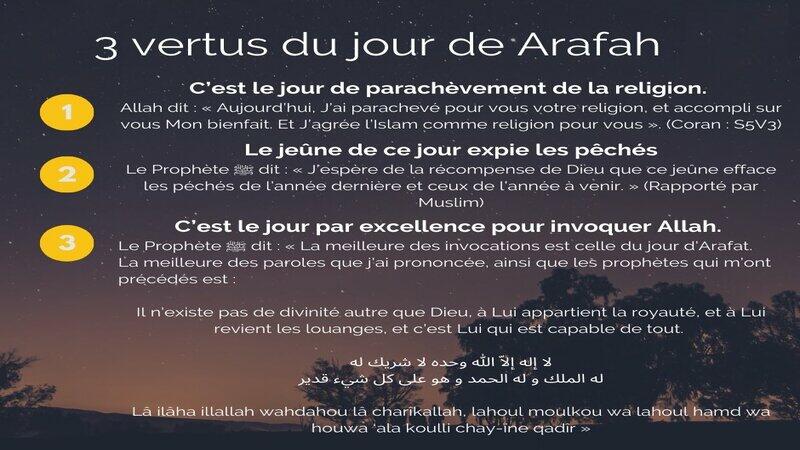 3 Vertus du jour de Arafah