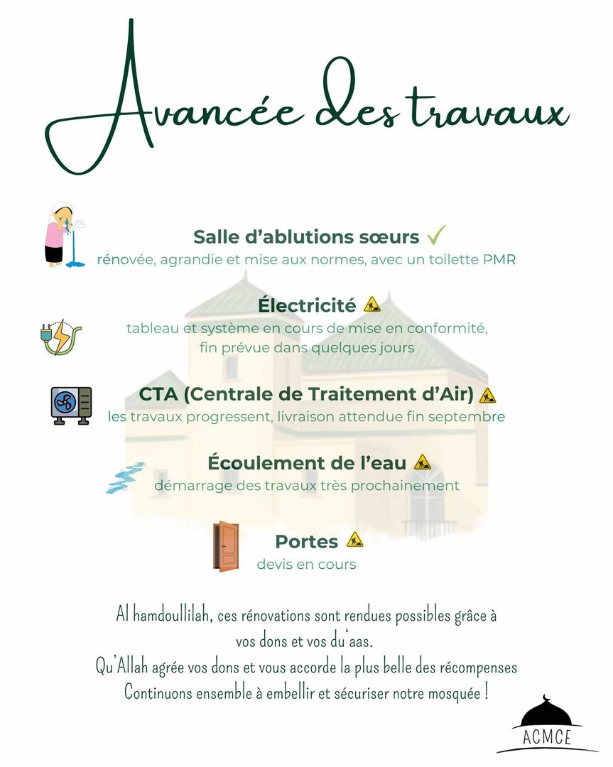 Travaux de la mosquée - Avancée