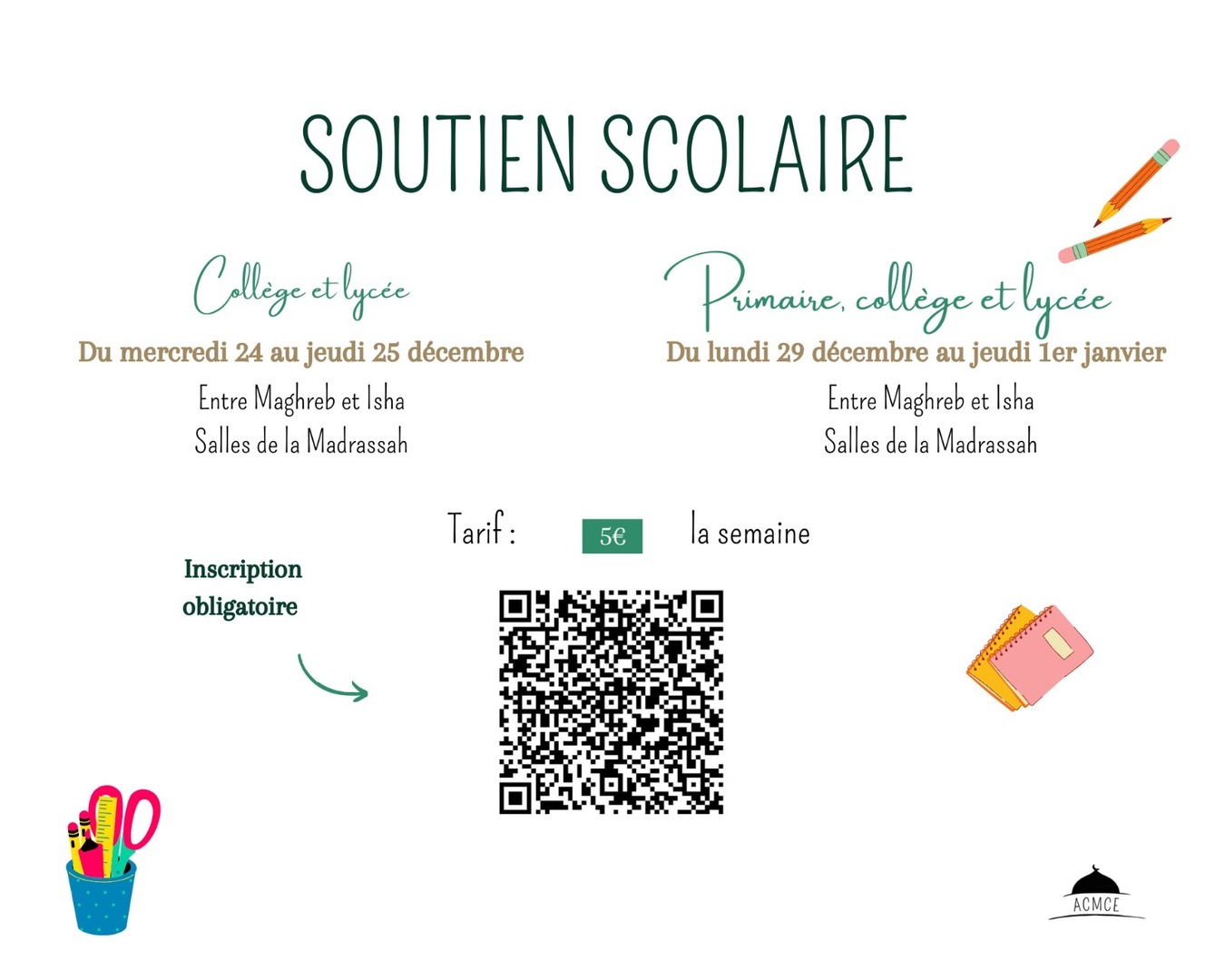 Vacance d’hiver et soutien scolaire