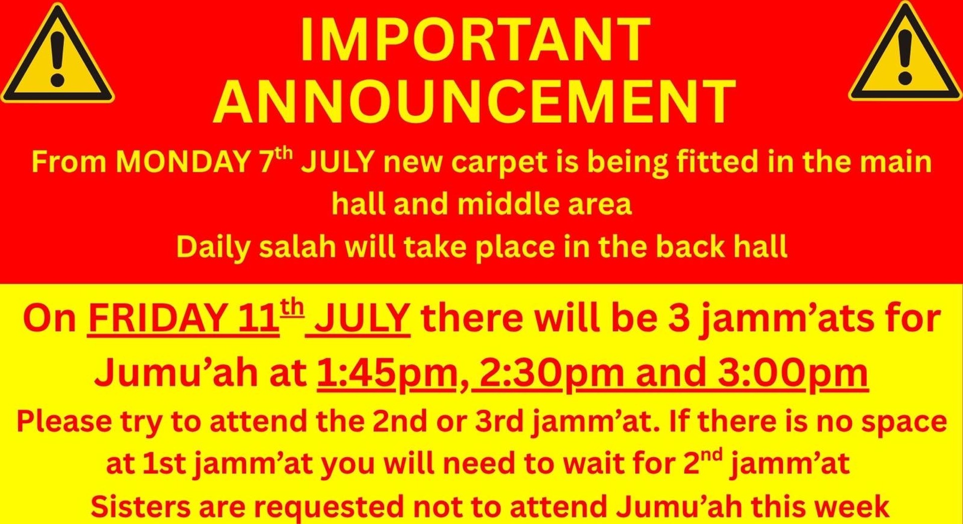 Jumu’ah Times Update