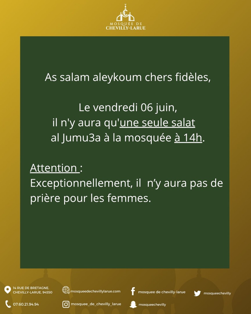 Info prière Vendredi