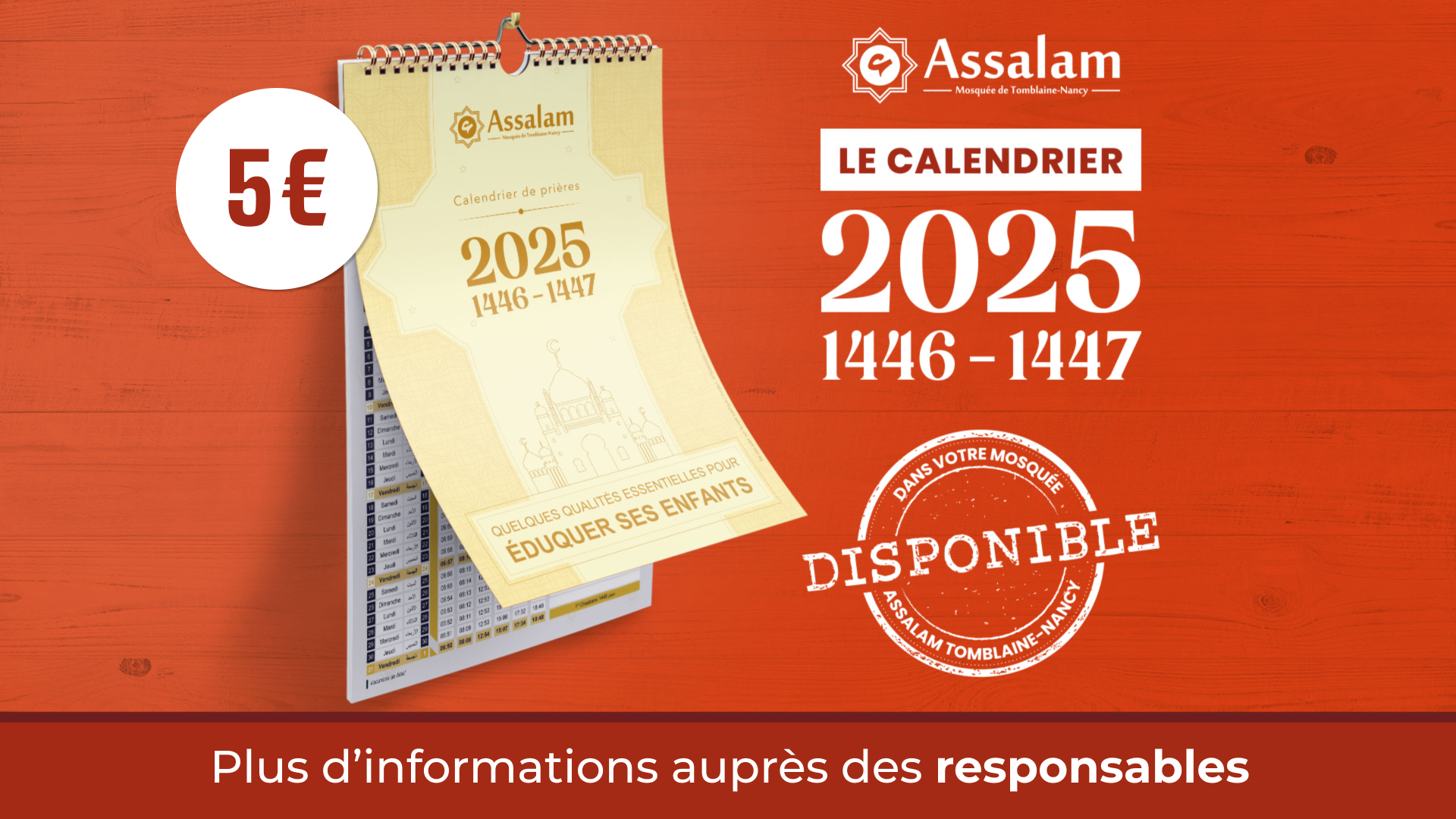 Le Calendrier 2025 est disponible