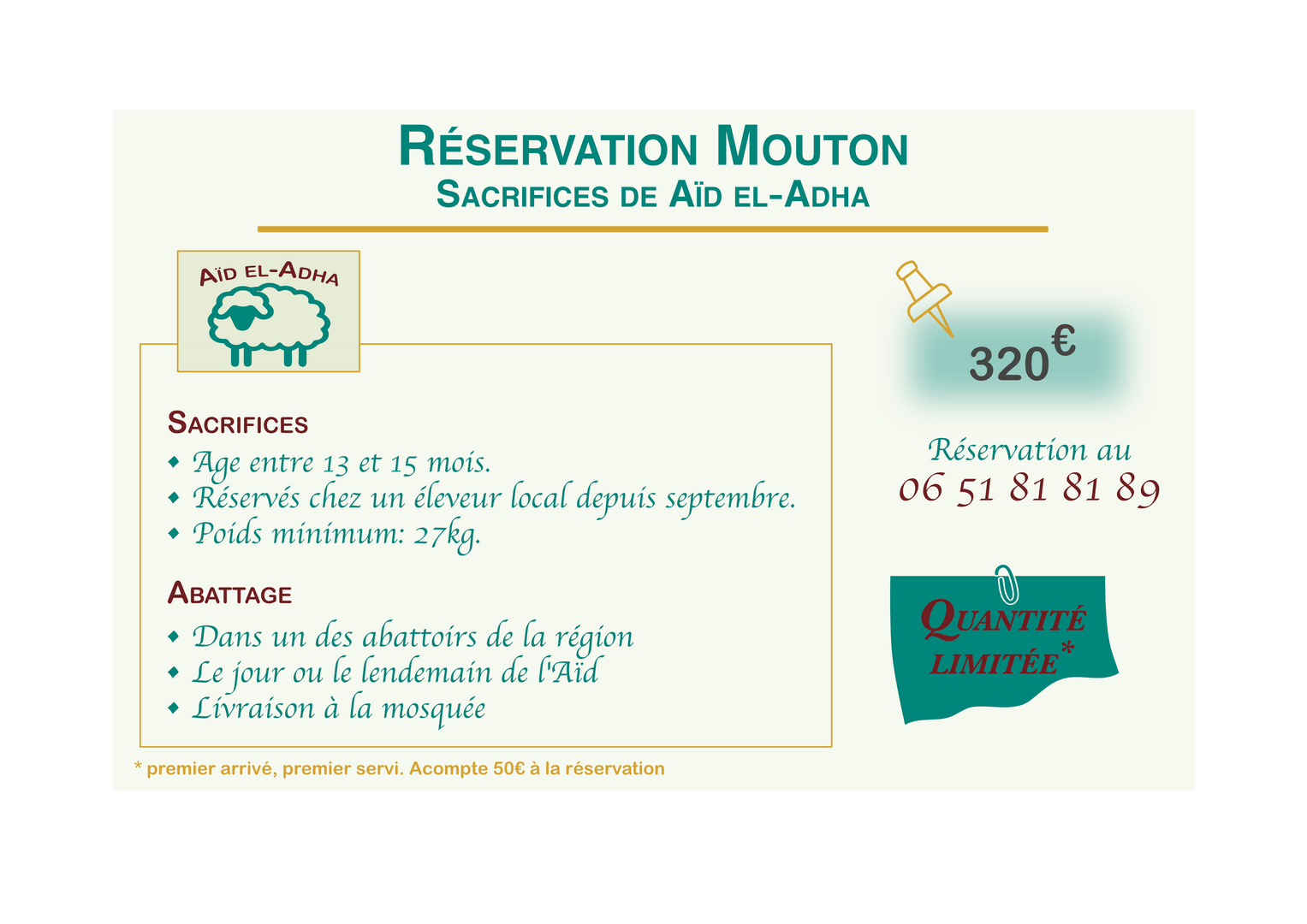 Réservation sacrifice de Aïd el-Adha