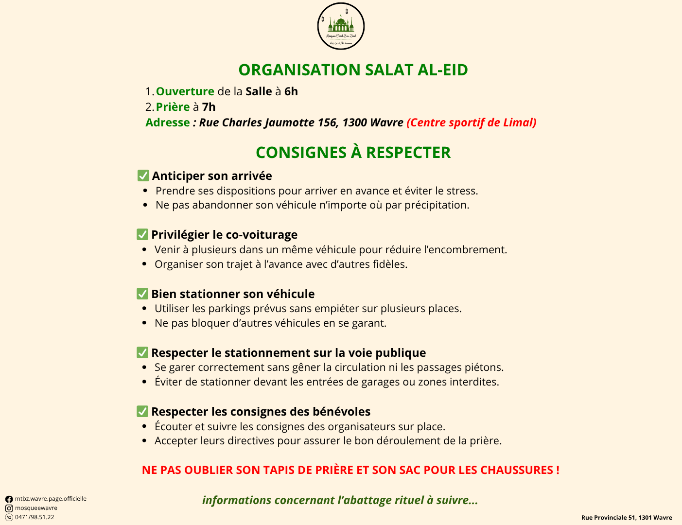 Organisation Eid-Al Adha