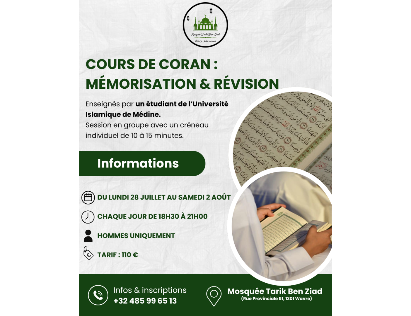 Cours de Coran : 28/07 au 02/08