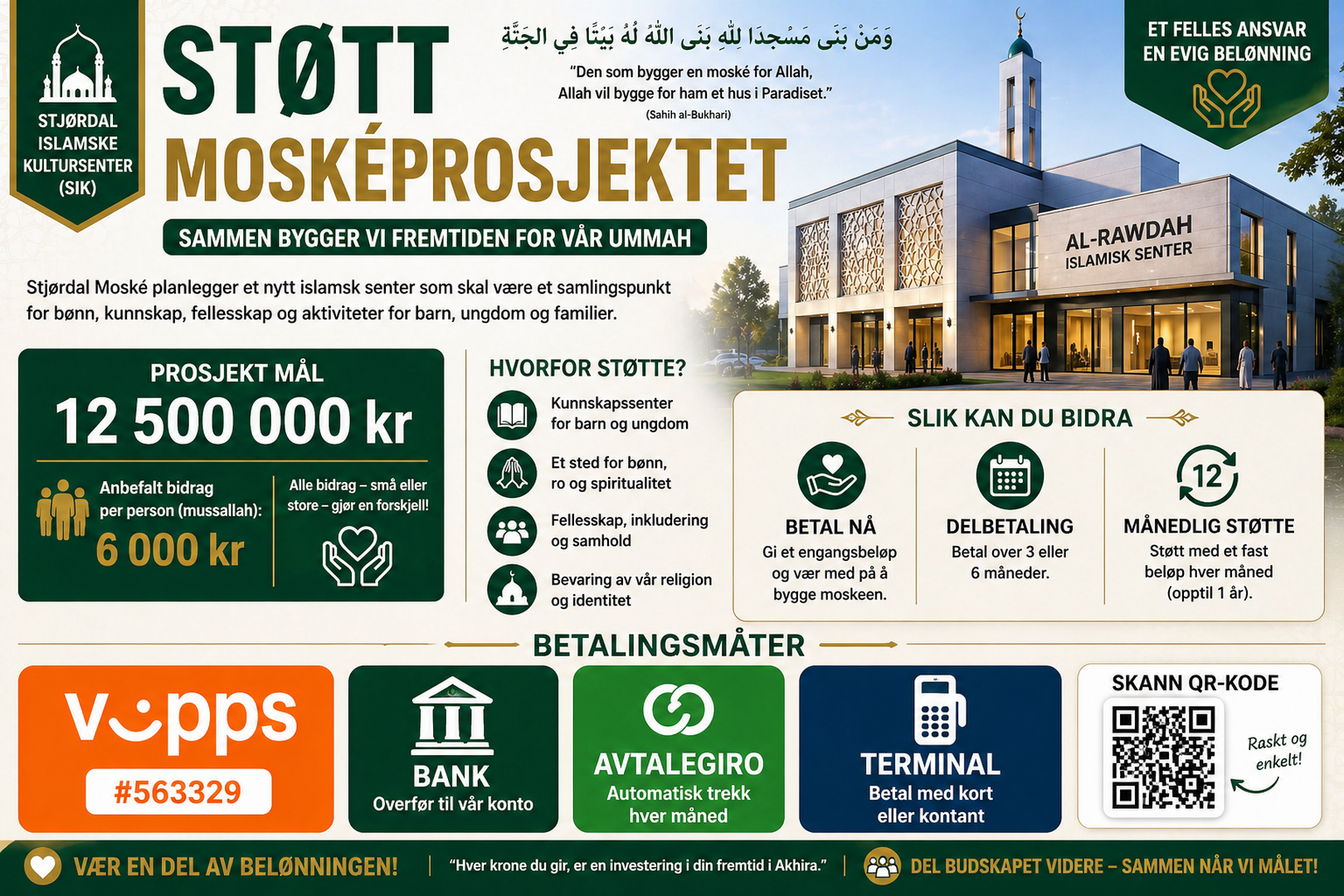 Støtte til Al Rawda moskee