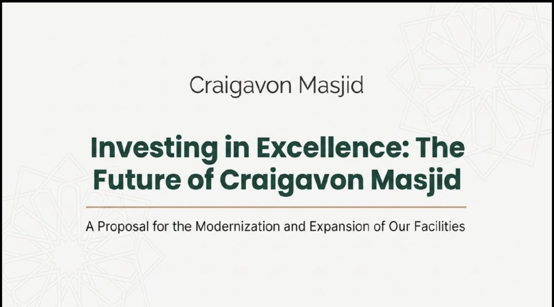 The Future of Craigavon Masjid