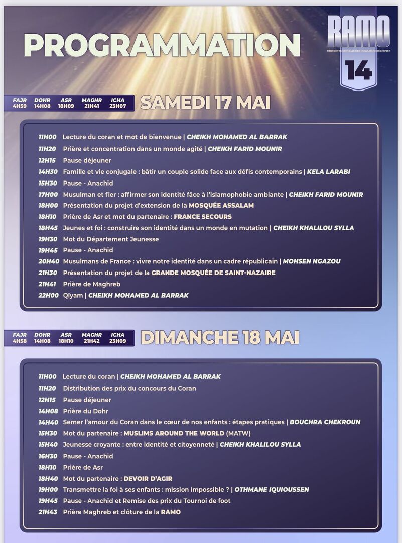 PROGRAMME RAMO 17 18 MAI