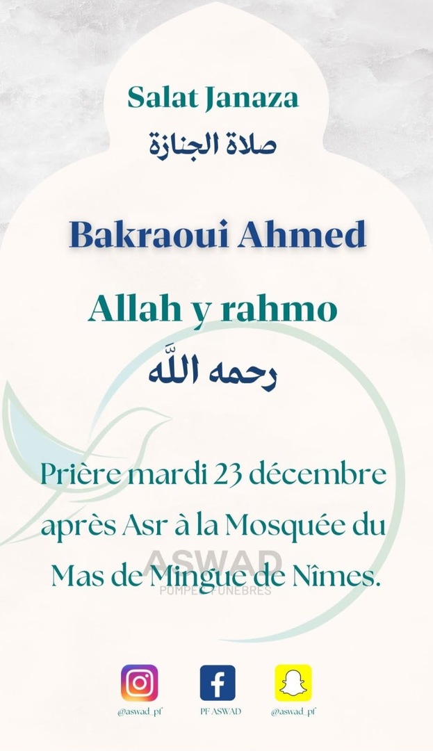 Janaza au mas de Mingue à salât ASR