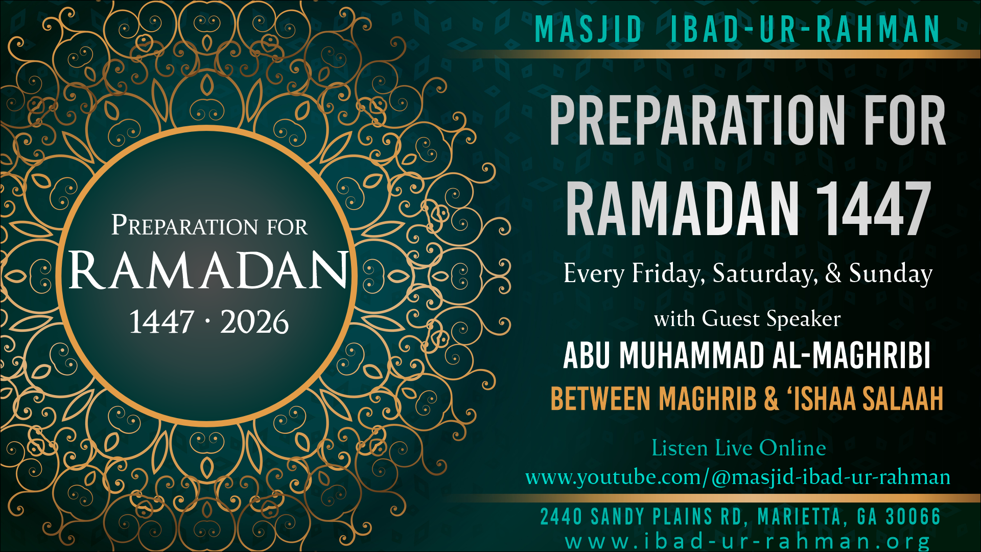Ramadan Prep Fri/Sat/Sun