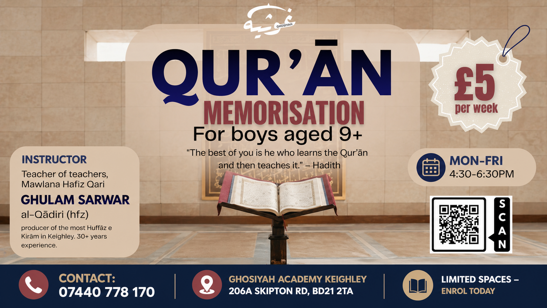 QUR'ĂN MEMORISATION For boys aged 9+