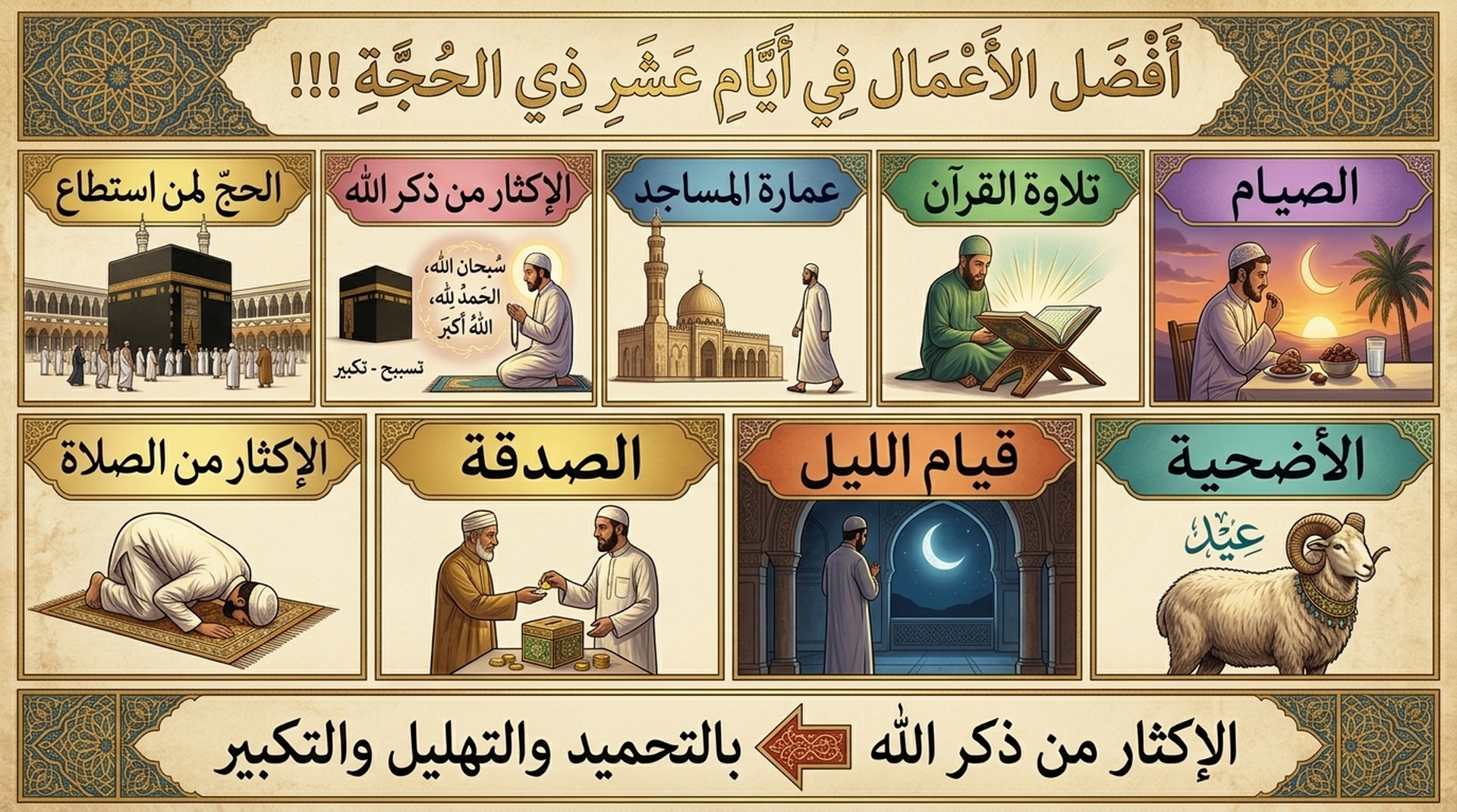 أفضل الأعمال في أيام العشرة من ذي الحجة
