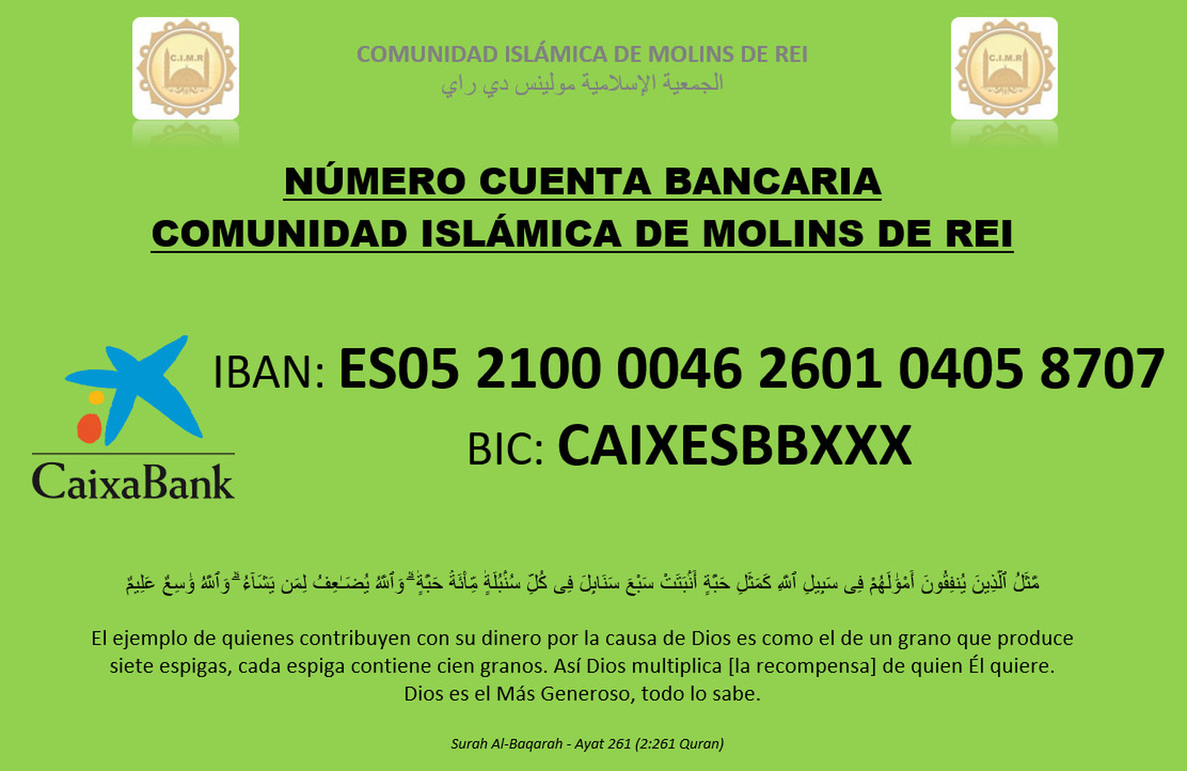 Donaciones para mezquita