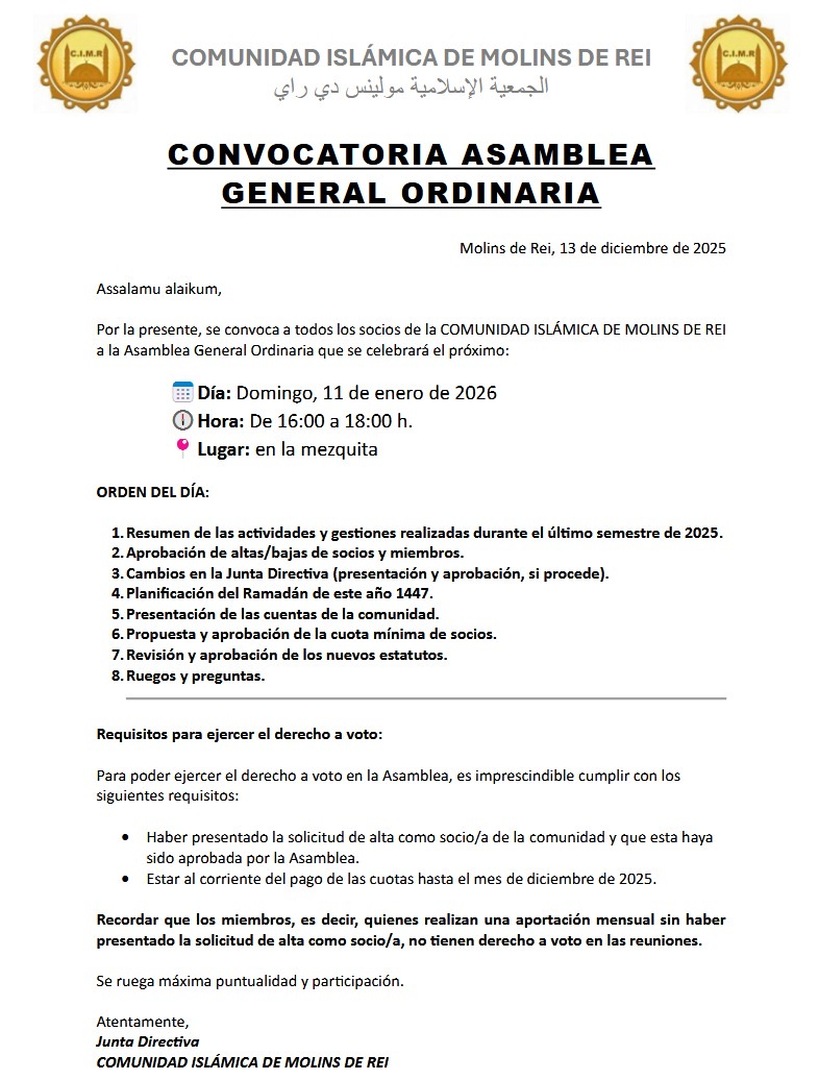 CONVOCATORIA ASAMBLEA GENERAL ORDINARIA