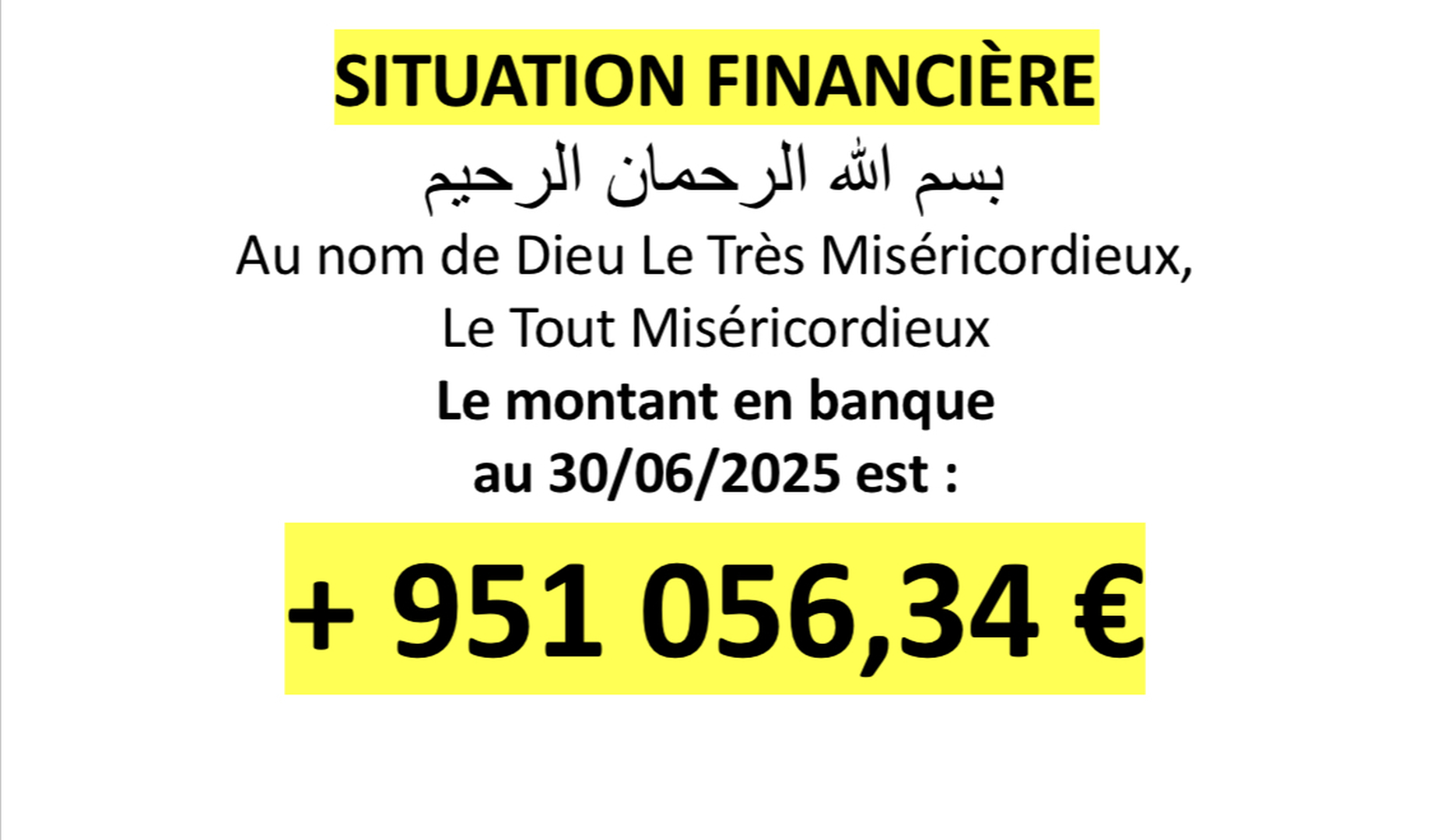 Situation financière au 31/05/2025