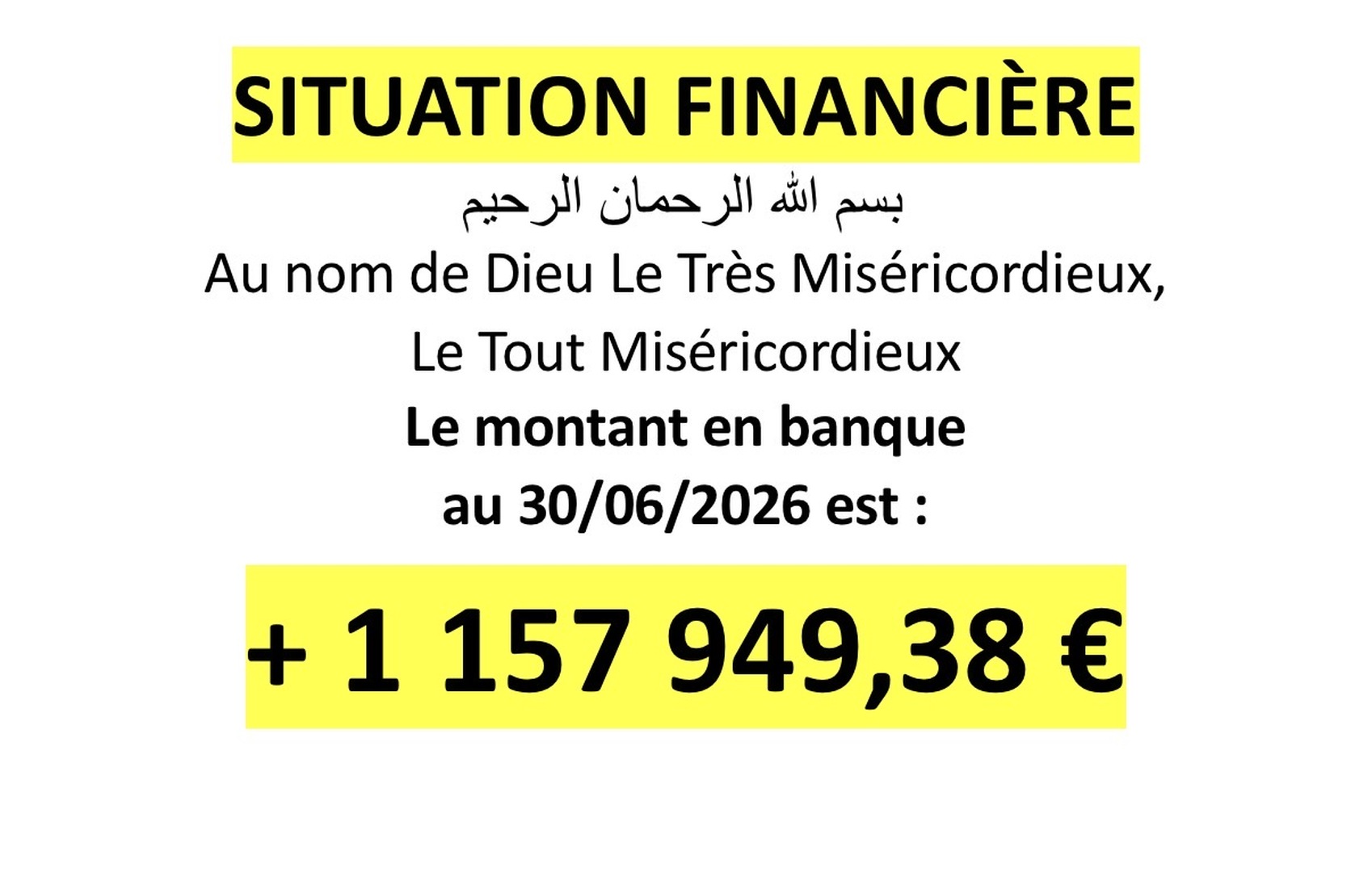 Situation financière au 30/06/2026
