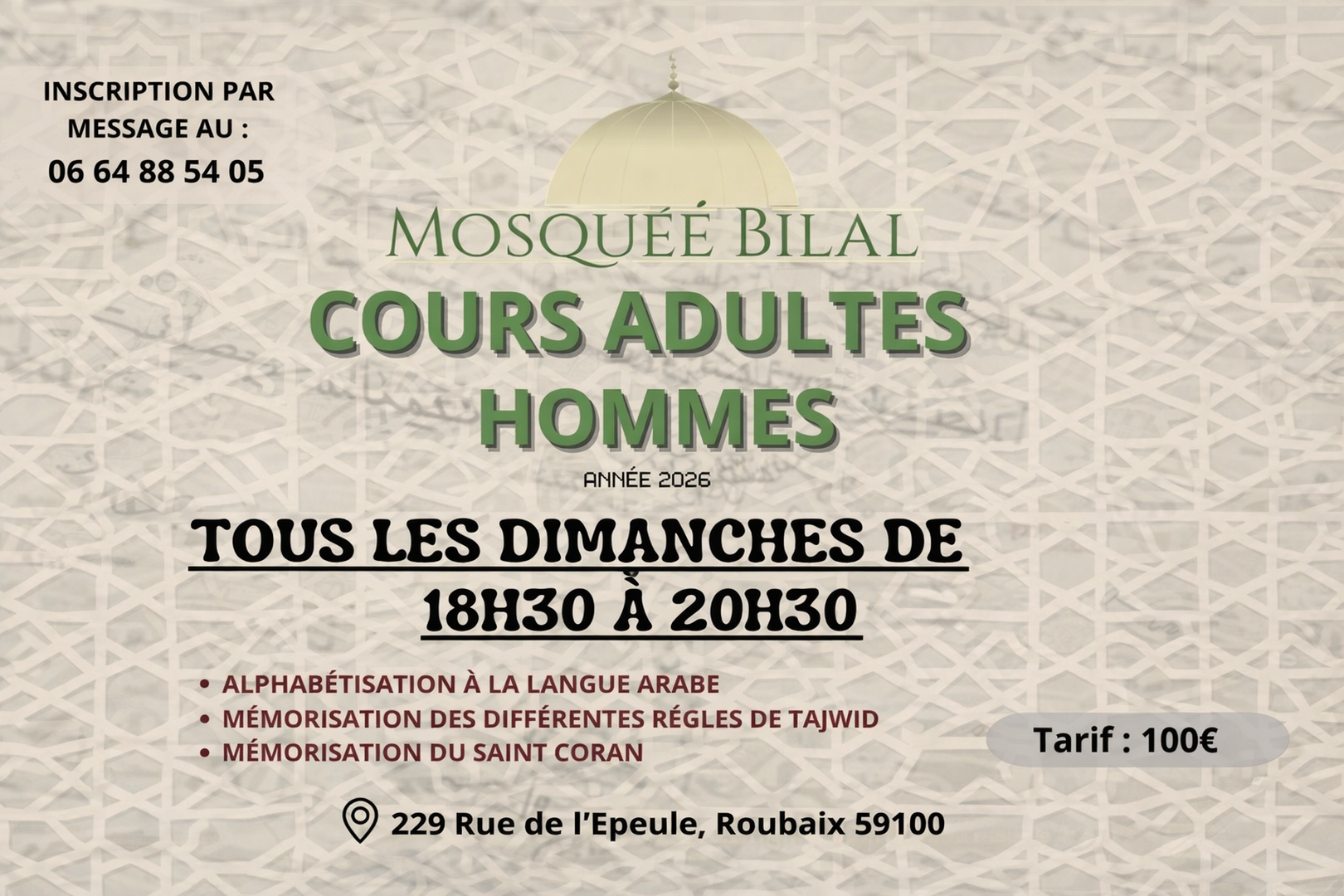 Cours adultes hommes