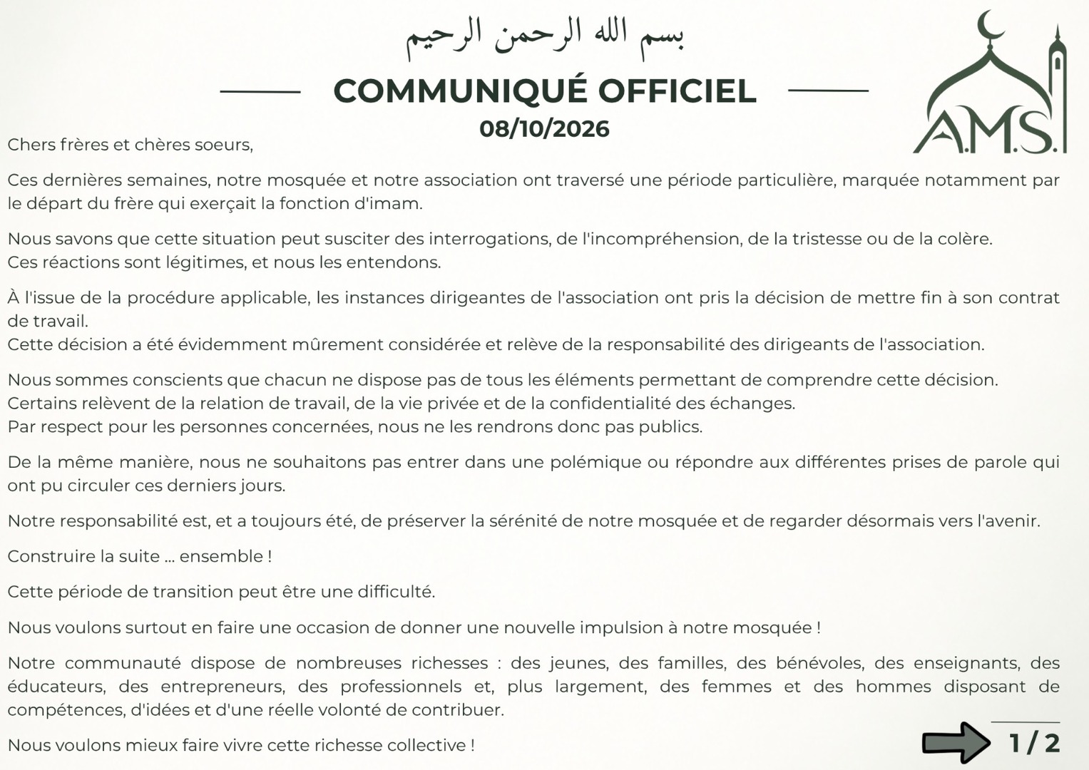 Communiqué officiel 08/10/26 page n°1