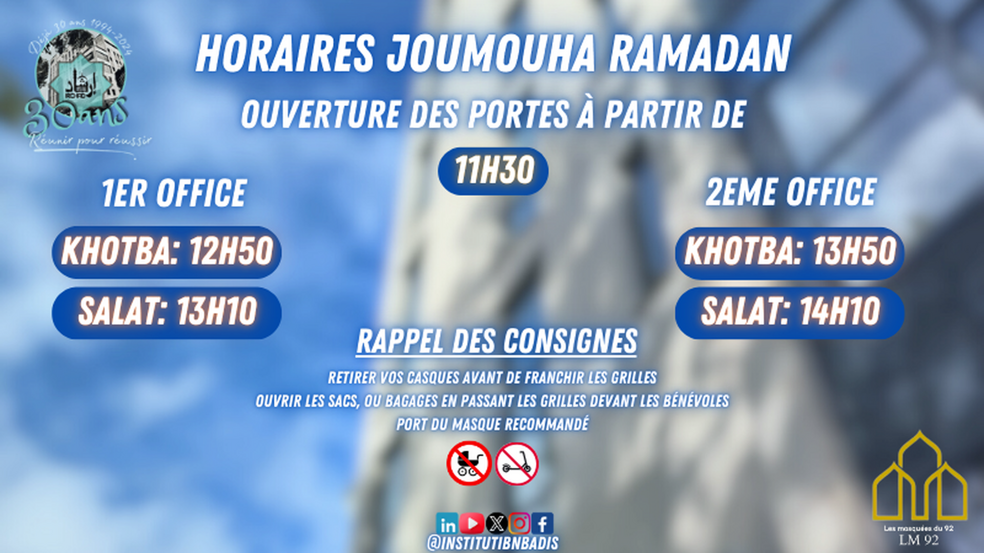 Horaire JOUMOUHA Ramadan