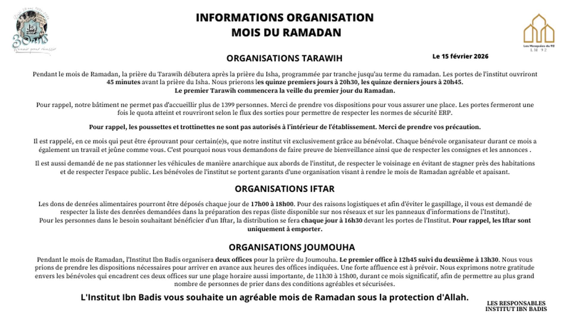 Organisation Ramadan