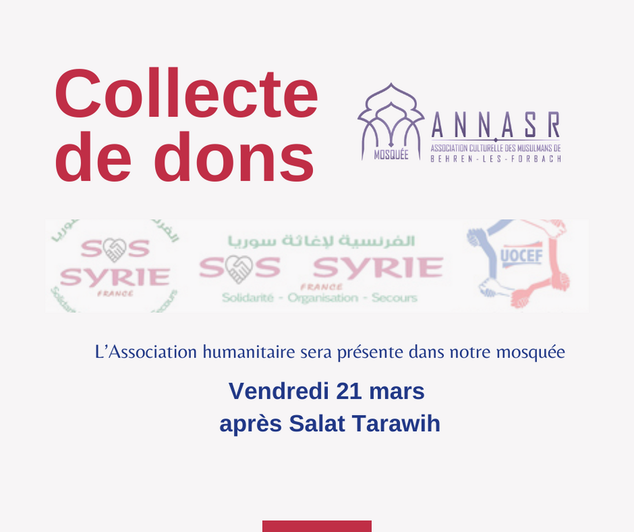Collecte de dons Sos Syrie
