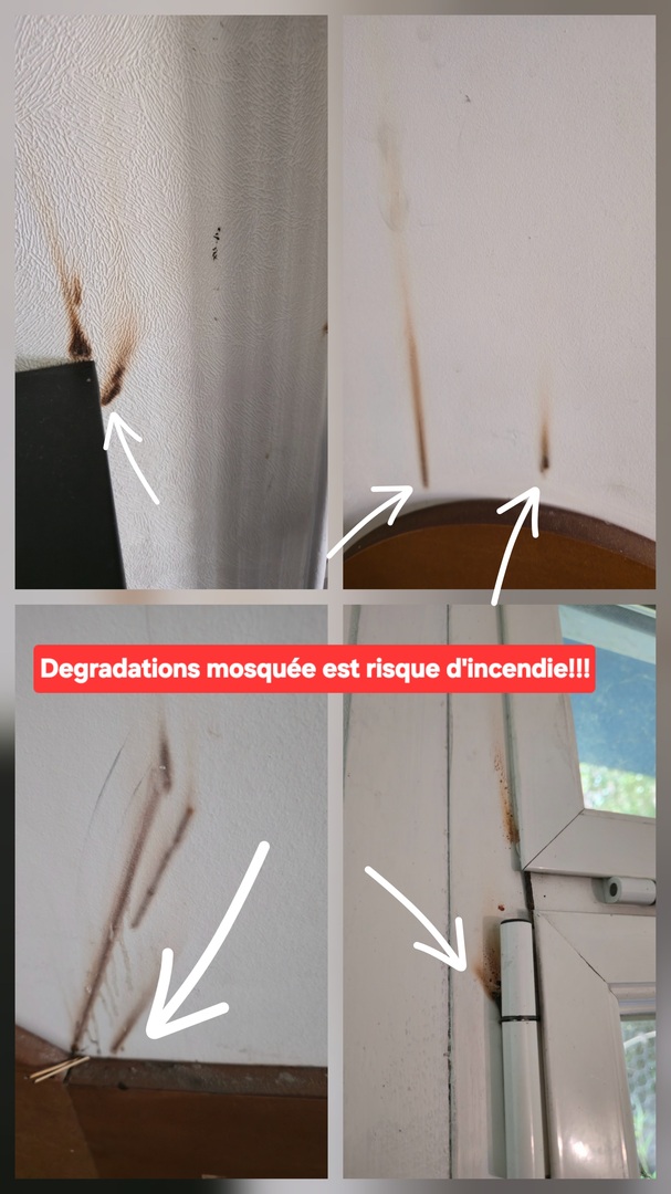 Dégradations mosquée et risque d'incendi
