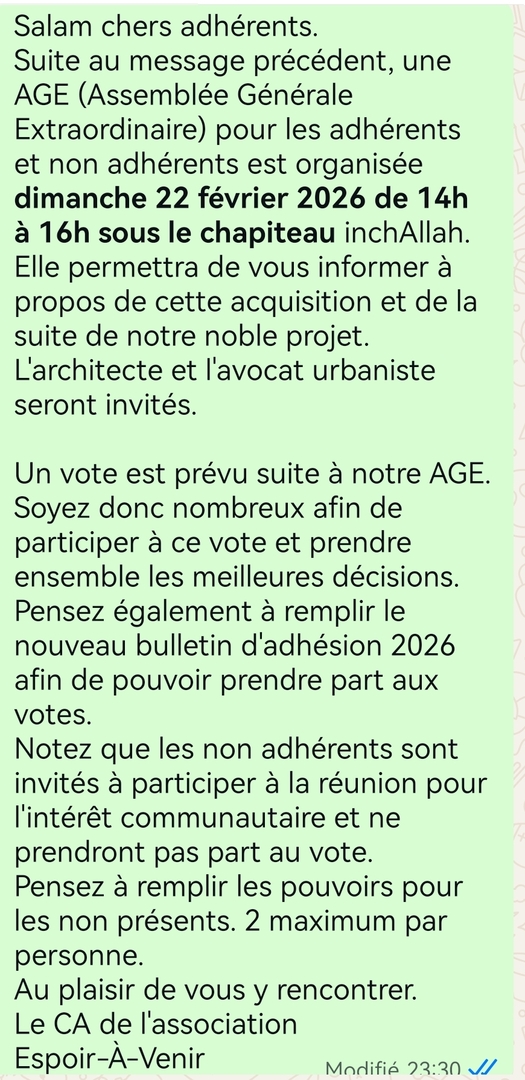 AGE PROJET MOSQUÉE 22 février à 14h
