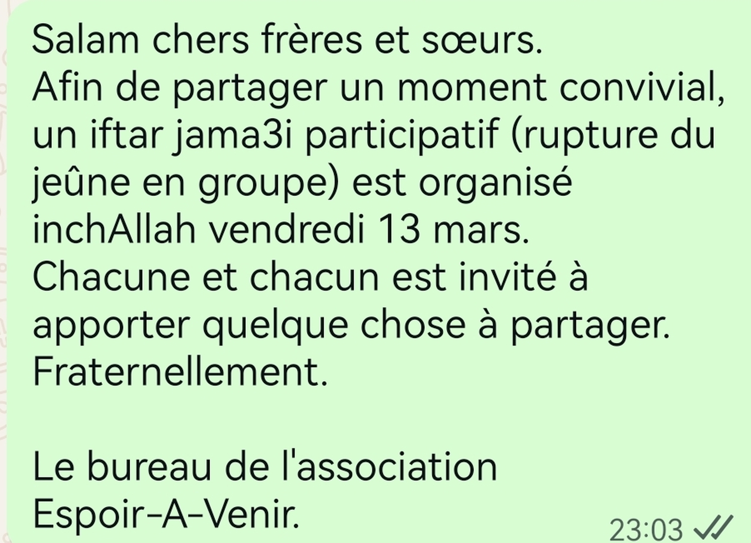 Rupture du jeûne collective