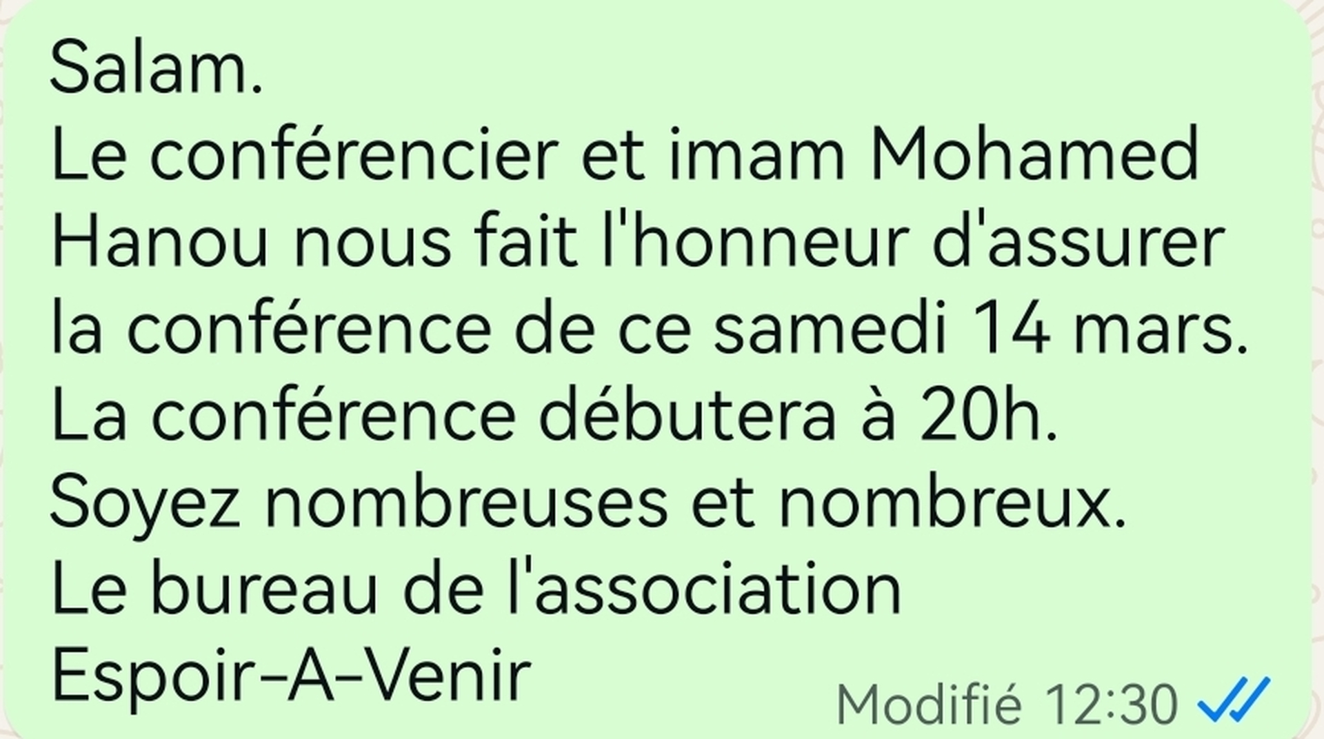 Conférence du samedi 14 mars