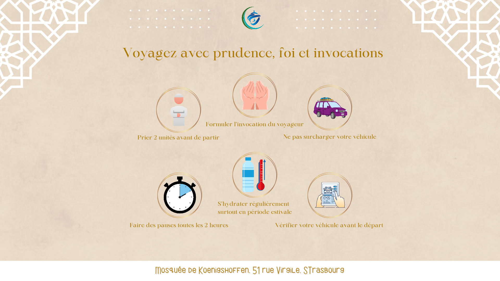 Voyagez avec prudence, foi et invocation