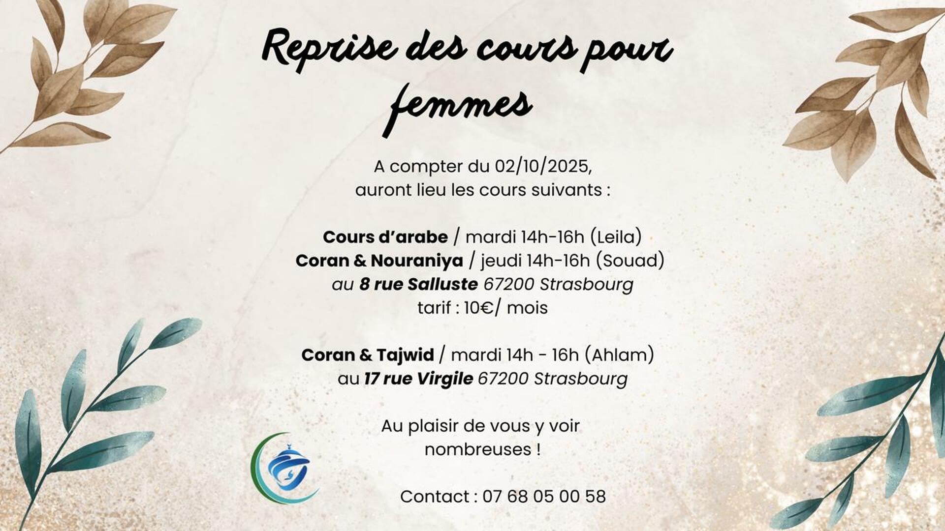 Reprise des cours pour femmes