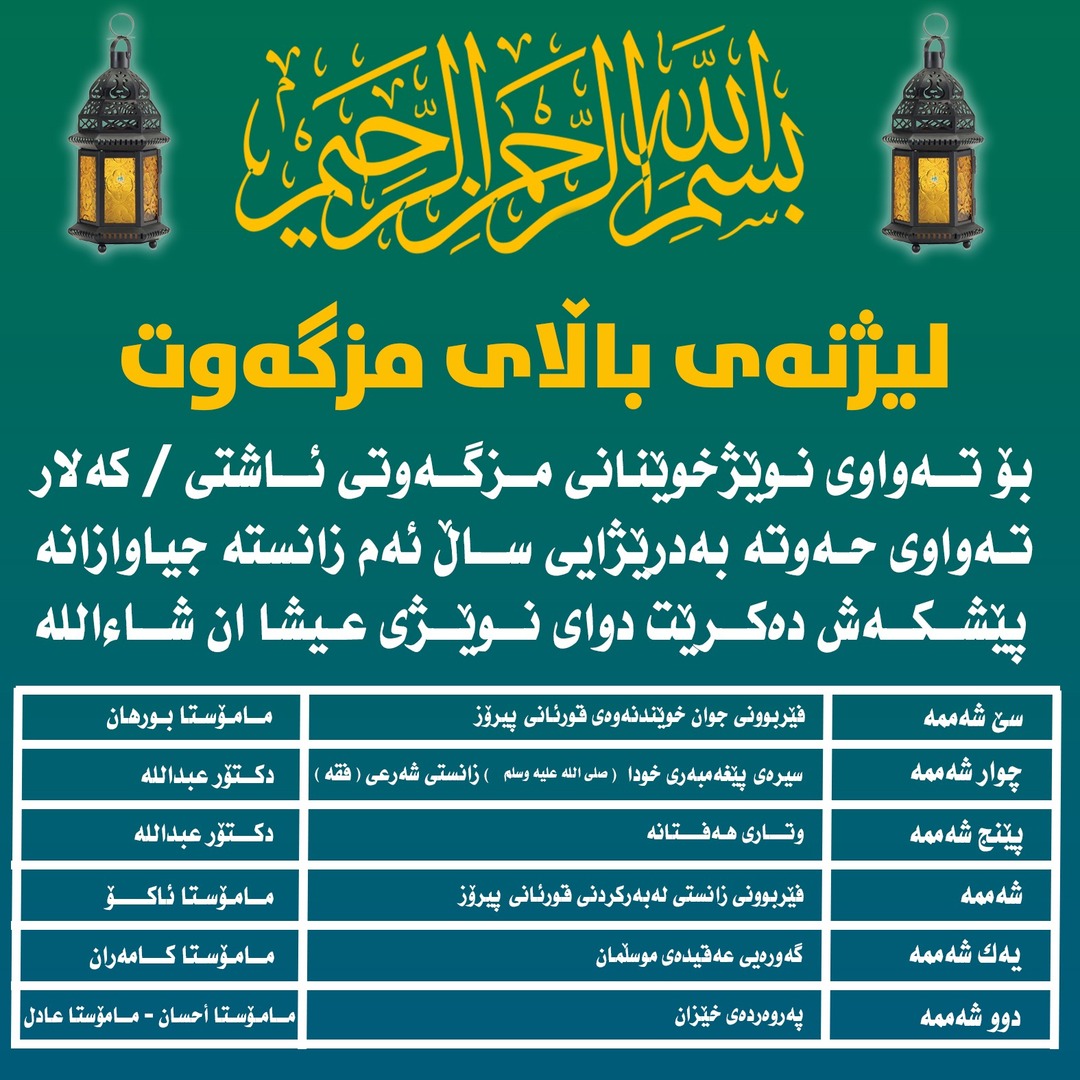 وانەکان دوای عیشا