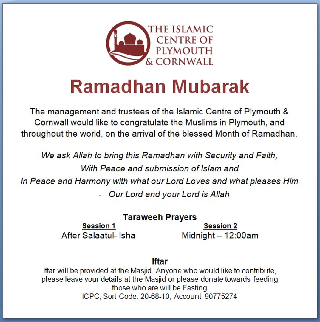 Ramadhan Announcement