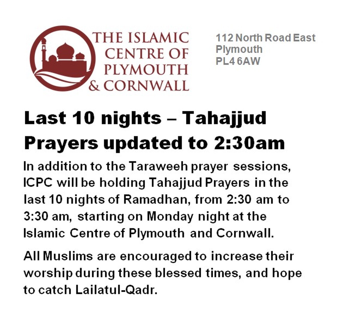 Tahajjud Prayers Starts at 2:30 am