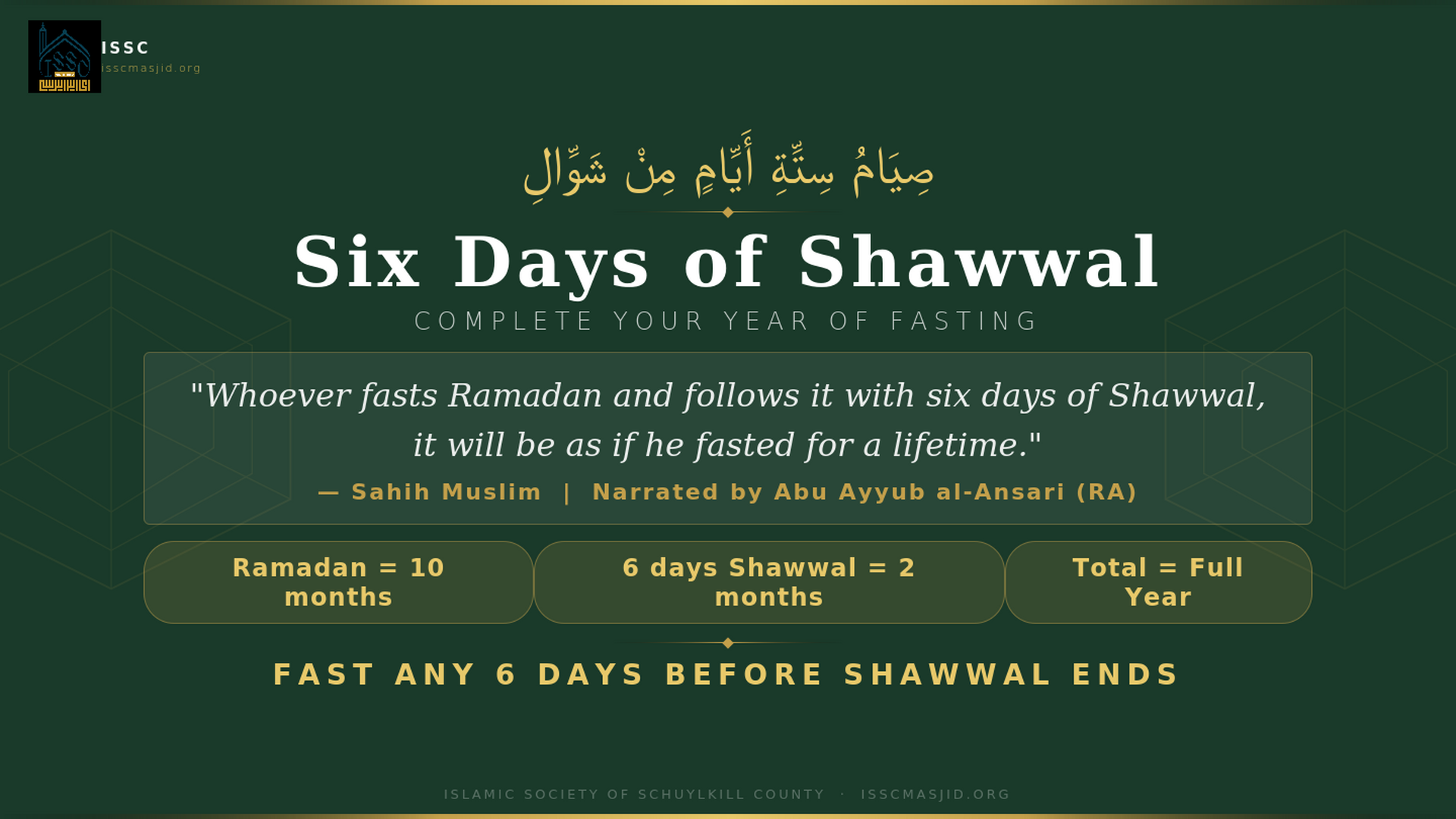 Fast the 6 days of Shawwal