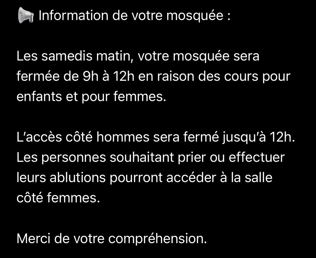 Informations importantes