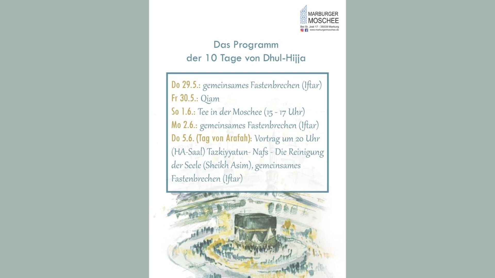Das Programm der 10 Tage von Dhul-Hijja