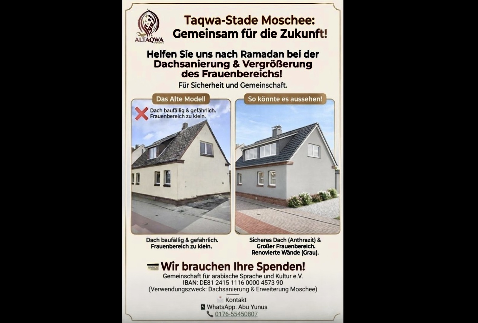 Spende für Dachsanierung