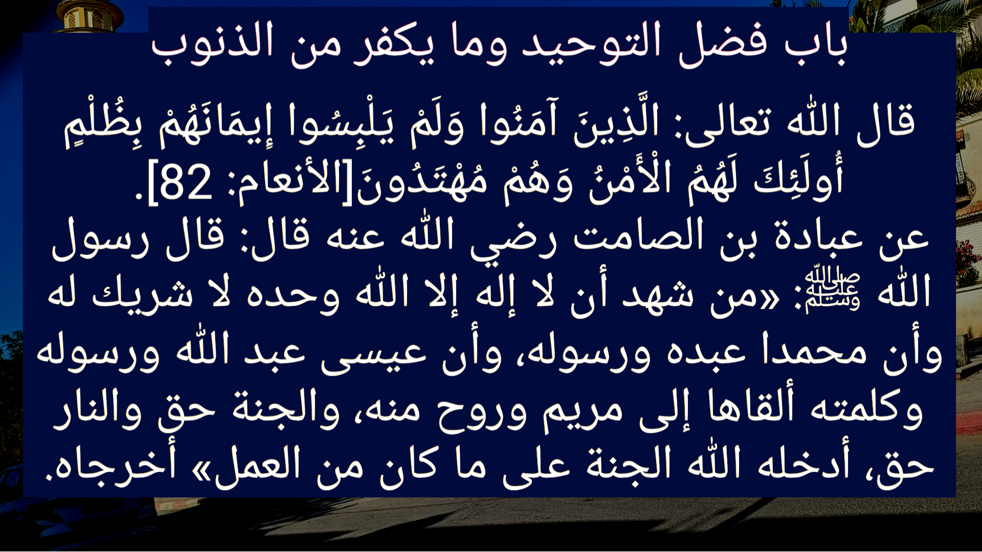 باب فضل التوحيد وما يكفر من الذنوب