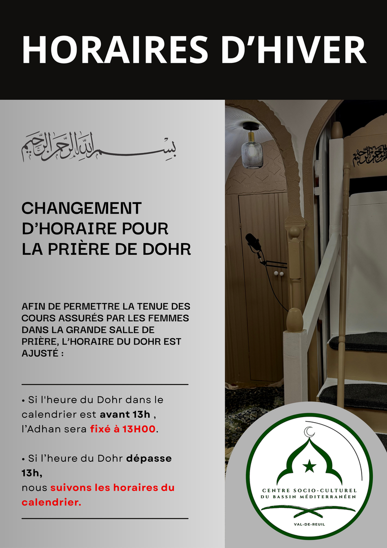 Horaires salat Dohr hiver