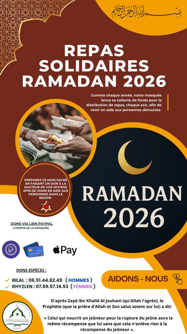 OPÉRATIONS REPAS SOLIDAIRES RAMADAN 2026