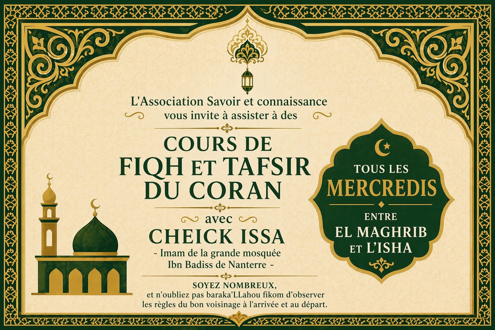 Cours de Fiqh et Tafsir du Coran + Q&R