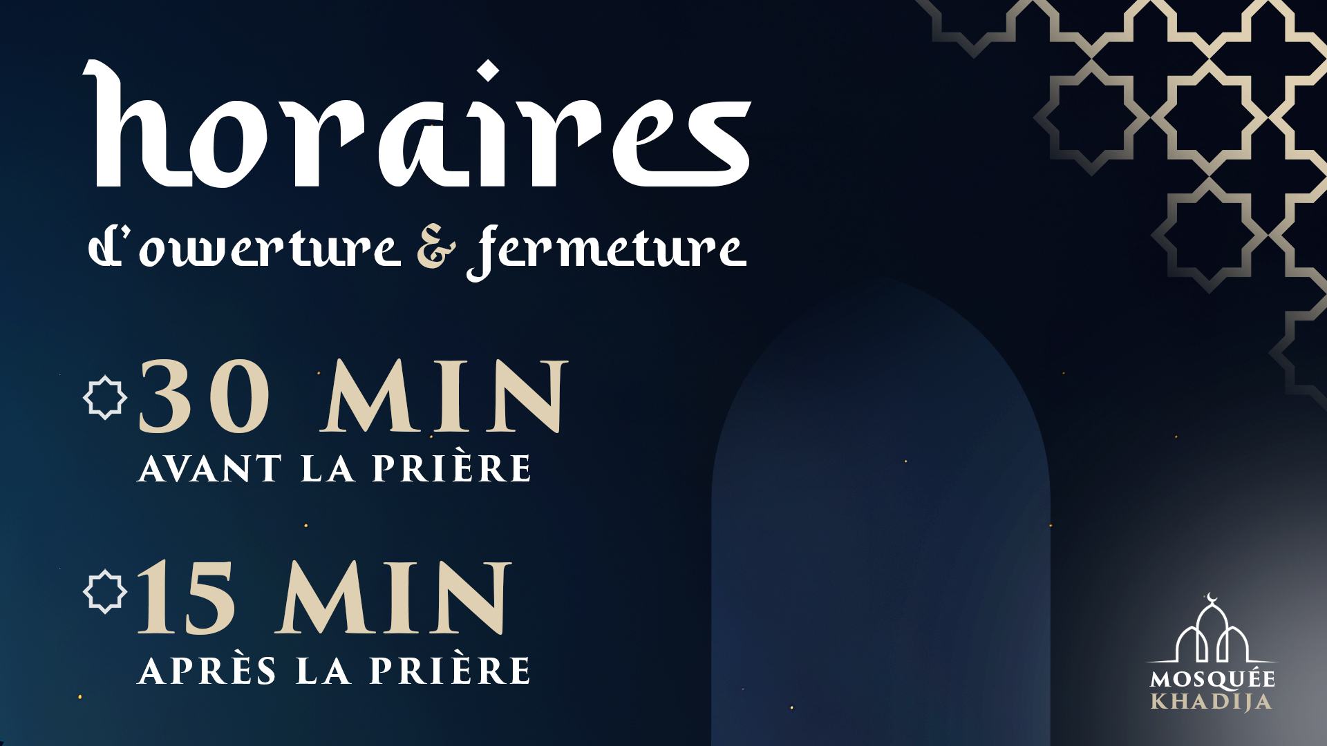 Horaires ouverture - fermeture