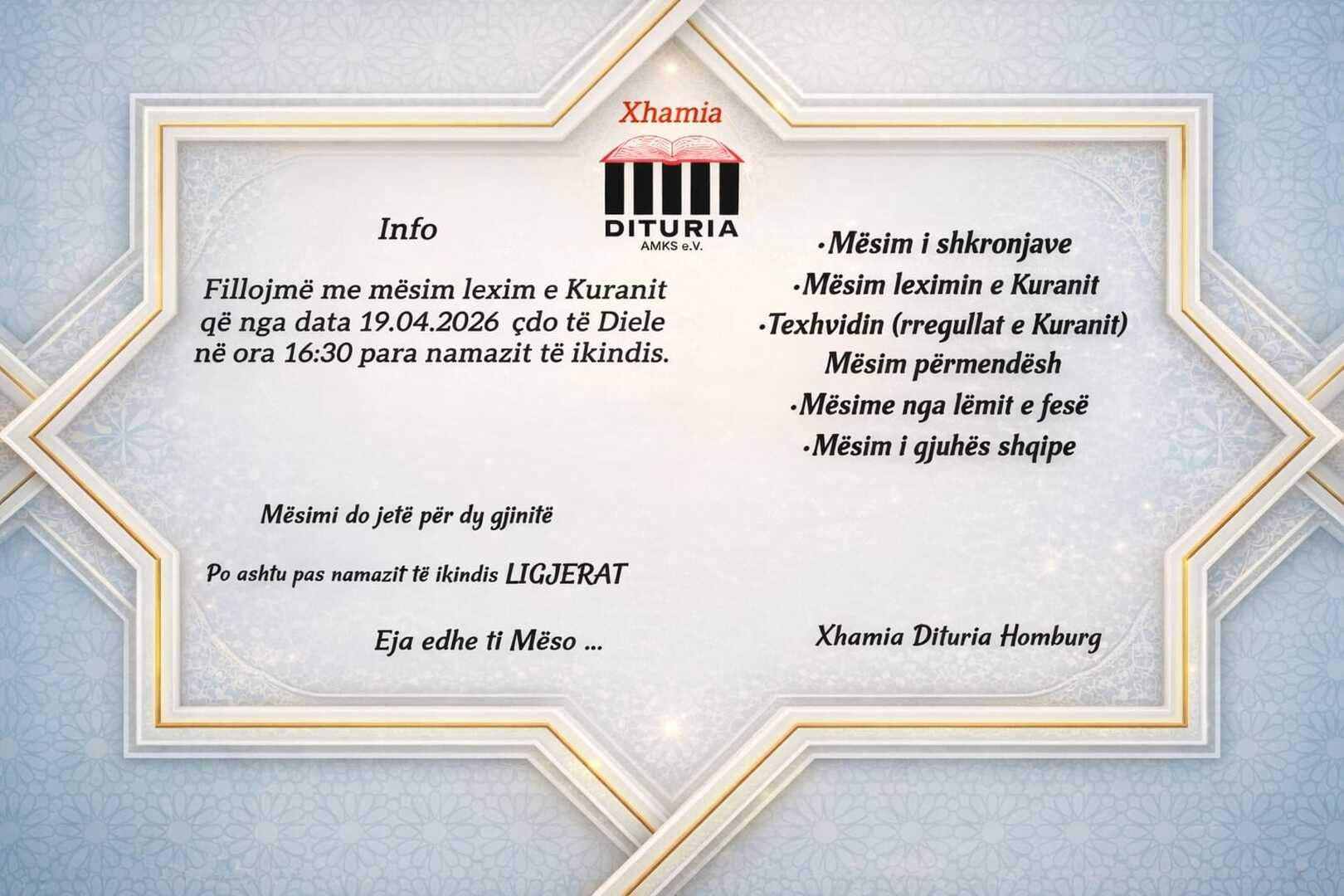 Info për mesim dhe Ligjërata