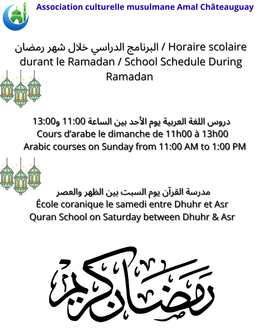 Horaire scolaire durant le Ramadan