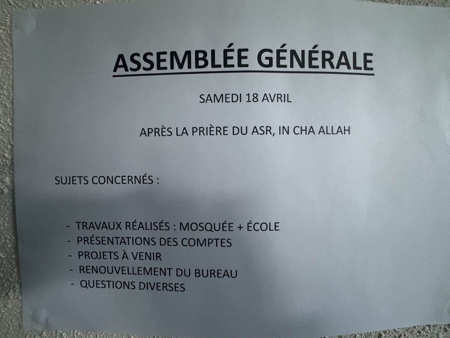 ASSEMBLÉE GÉNÉRALE