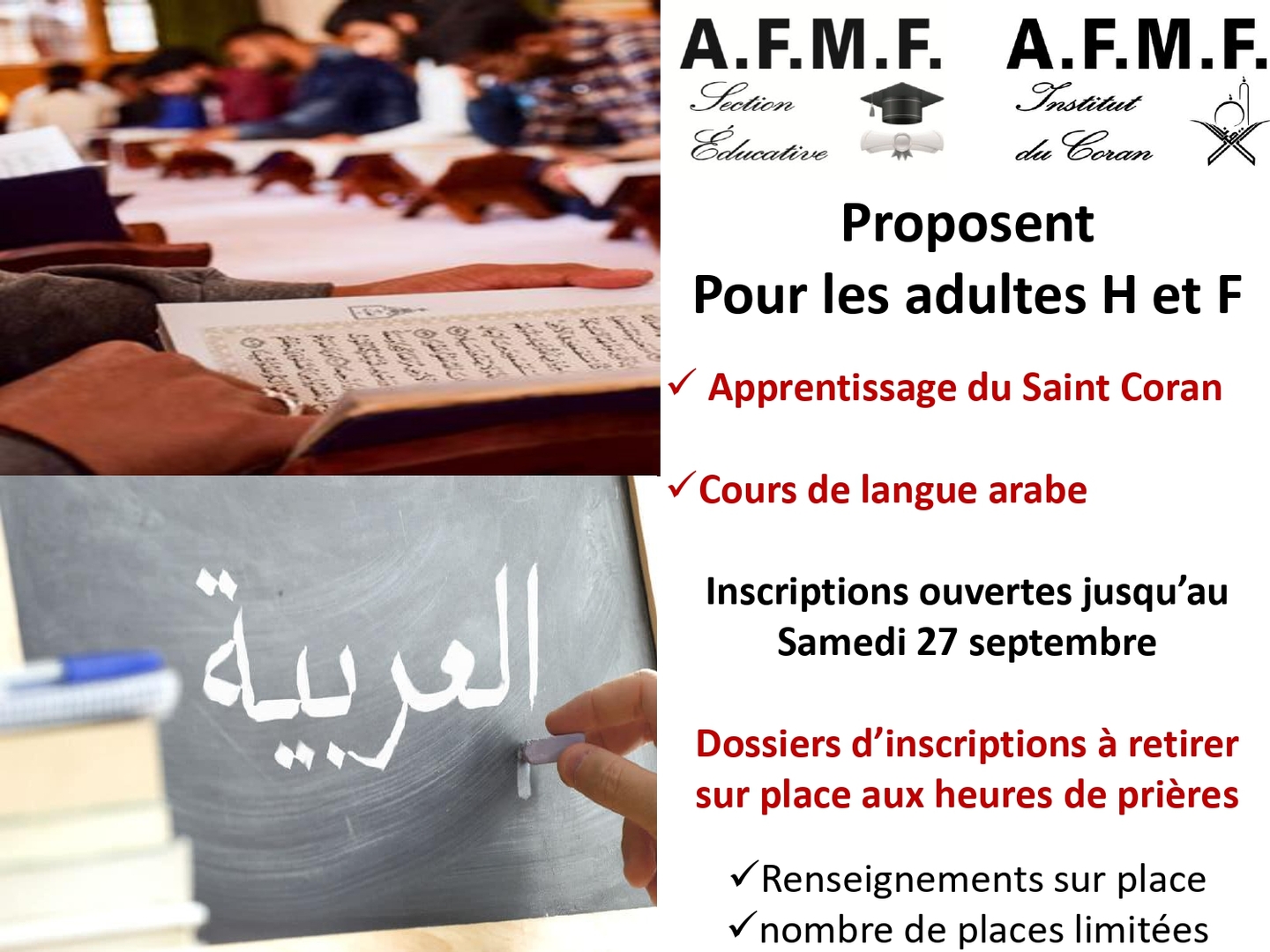 Cours Arabe-Coran Adultes