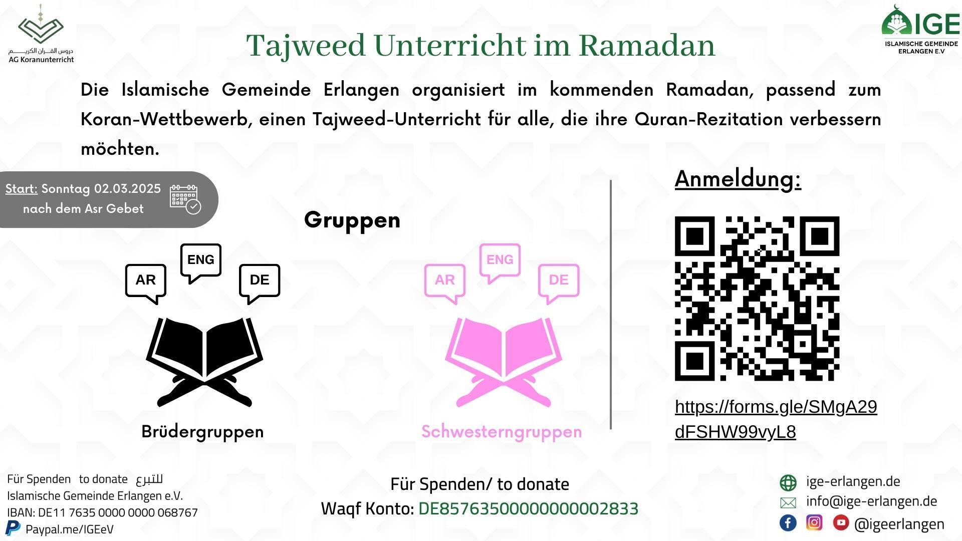 Tajweed-Unterricht in Ramadan