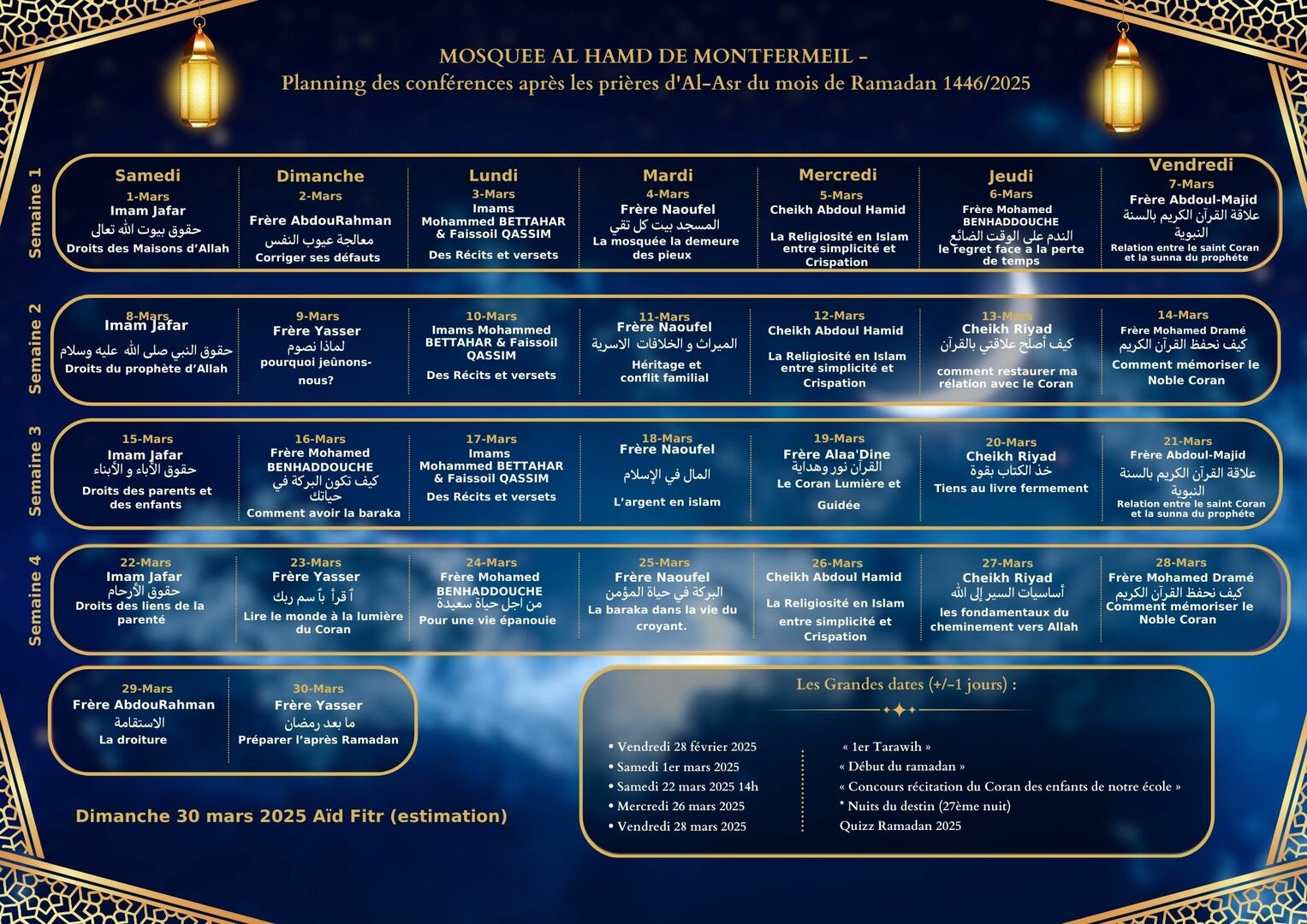 Planning Conferences Ramadan 2025 (Asr)